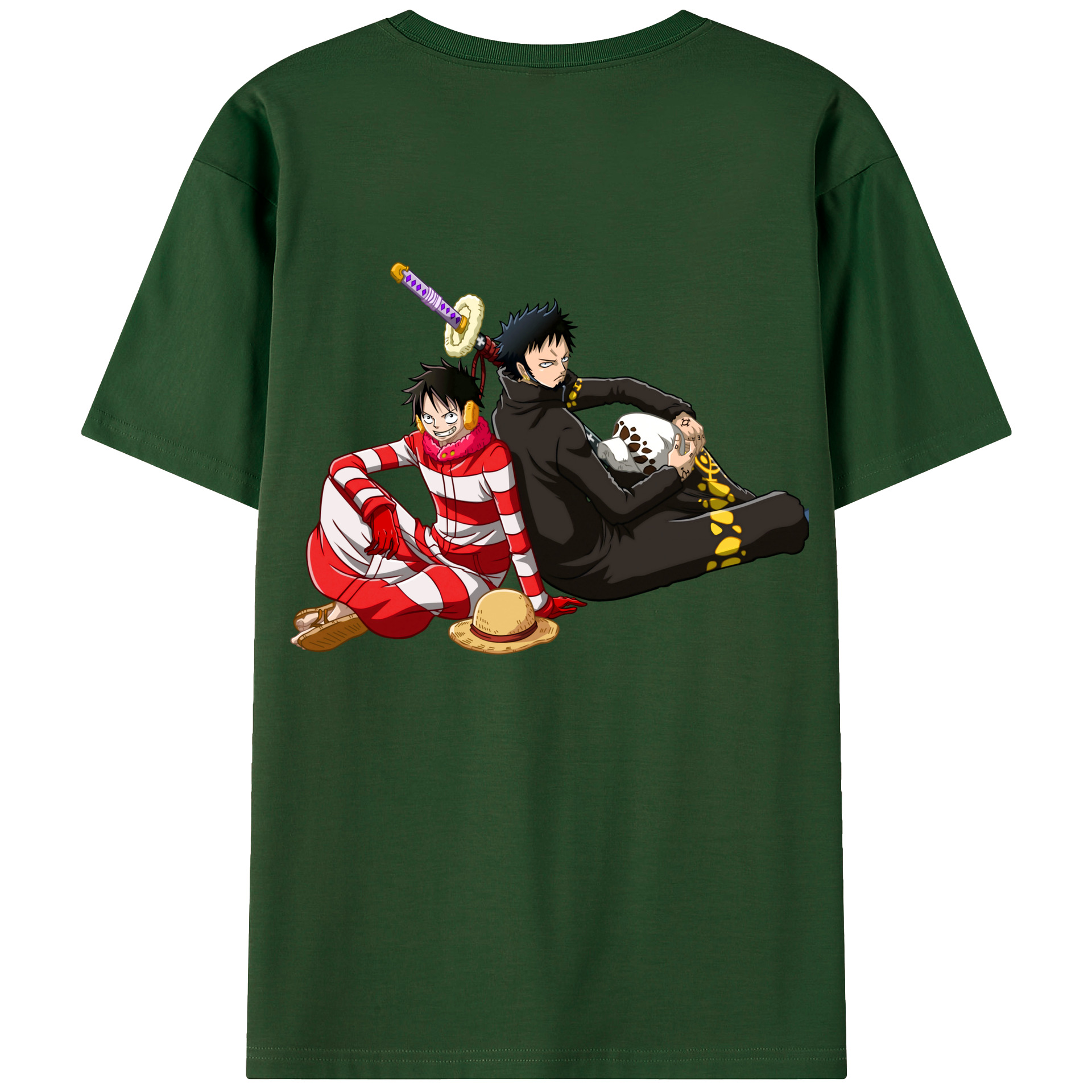ワンピース モンキー・D・ルフィ ONE PIECE Monkey D. Luffy 綿100％半袖Tシャツ（背面プリント）